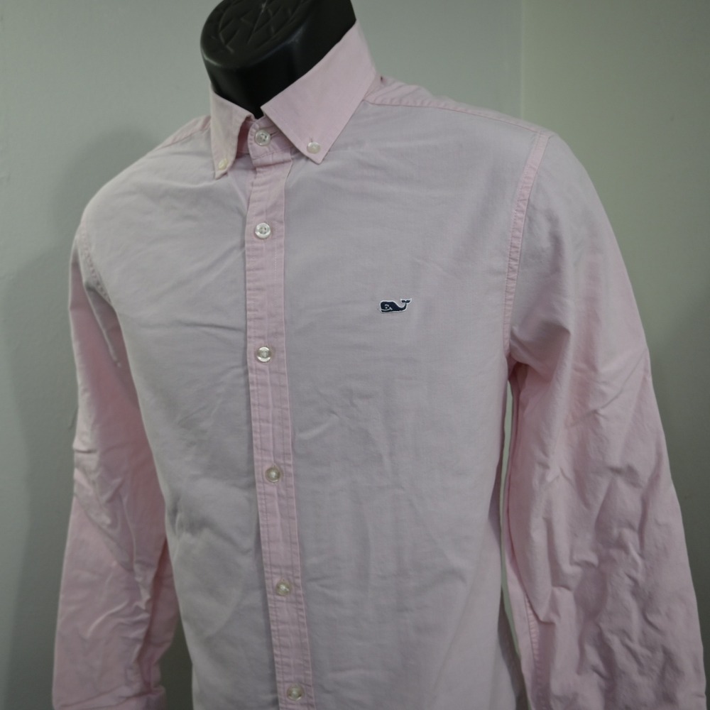 Vineyard Vines Button Up Mens S Pink Classic Fit Whale Shirt Logo Cotton